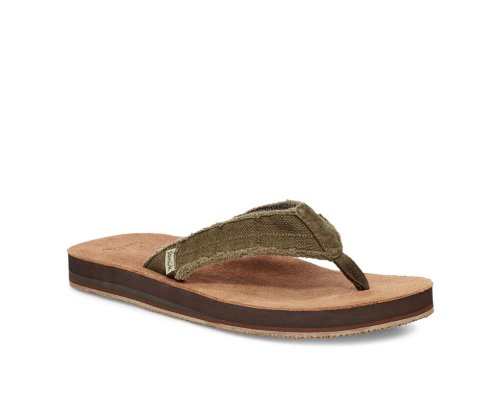 Sanuk Fraid Not Soft Top Eco-Friendly - Sanuk Flip Flops Mens Dark Olive - Philippines SBYFNZ952